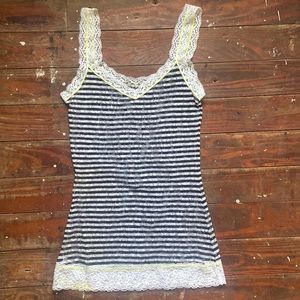 DKNY Striped Lace Tank Top Size Medium
